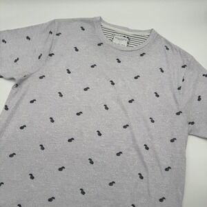 Denim And Flower Ricky Singh Mens L T-shirt‎ Light Purple With Pineapple Print